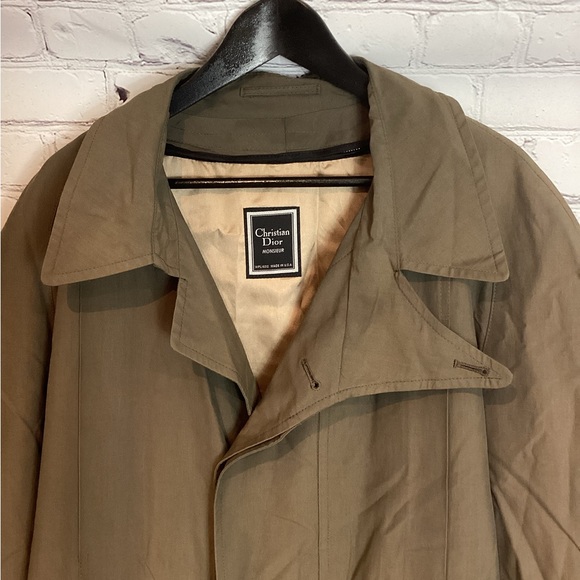 CHRISTIAN DIOR MONSIEUR DOUBLE BREASTED ARMY GREEN TRENCH COAT W/LINER EUC SZ40R - Picture 4 of 7
